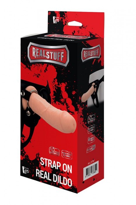 Черные трусики с телесной насадкой STRAP ON REAL DILDO - 21 см. - Dream Toys - купить с доставкой в Петрозаводске