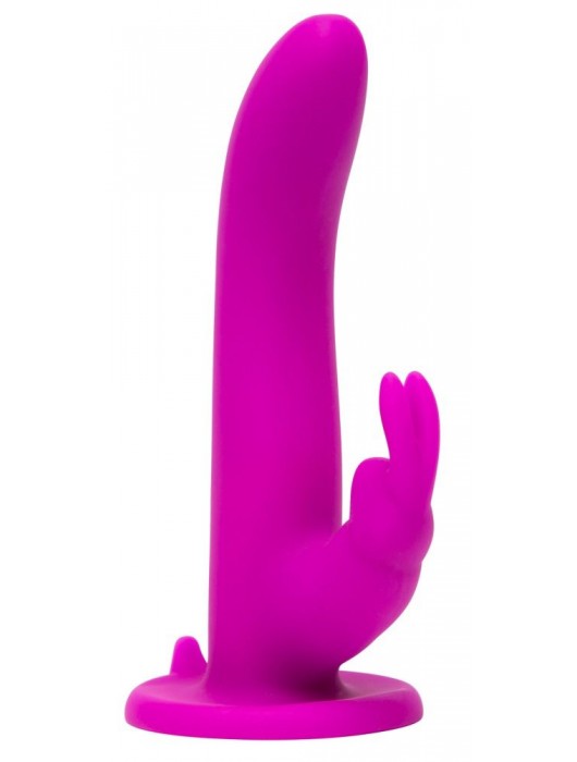 Лиловый страпон Rechargeable Vibrating Strap-On Harness Set - 17,6 см. - Happy Rabbit - купить с доставкой в Петрозаводске