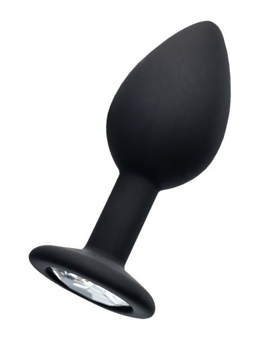 Черная анальная втулка с прозрачным стразом - 7,2 см. - POPO Pleasure - купить с доставкой в Петрозаводске