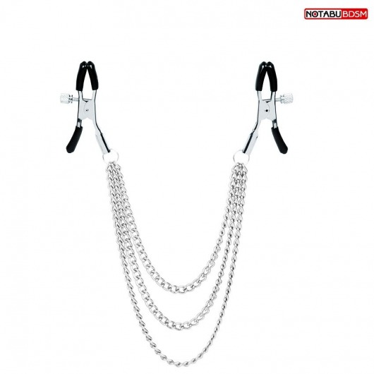 Оригинальные зажимы на соски с тройной цепочкой - Notabu - купить с доставкой в Петрозаводске