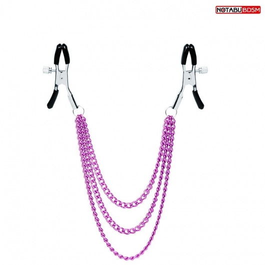 Оригинальные зажимы на соски с тройной розовой цепочкой - Notabu - купить с доставкой в Петрозаводске