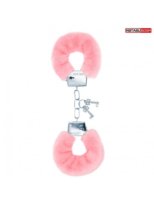 Металлические наручники с мягкой нежно-розовой опушкой - Notabu - купить с доставкой в Петрозаводске