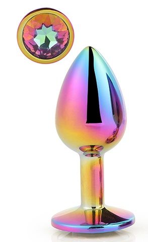 Голографическая анальная втулка с радужным кристаллом - 7,1 см. - Dream Toys - купить с доставкой в Петрозаводске