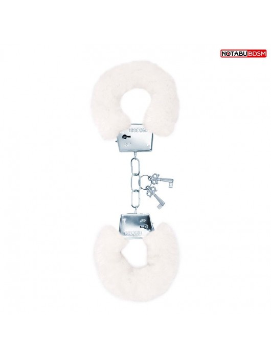 Белые меховые наручники на сцепке с ключиками - Notabu - купить с доставкой в Петрозаводске