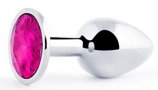 Серебристая анальная пробка с малиновым кристаллом - 7,2 см. - Anal Jewelry Plug - купить с доставкой в Петрозаводске