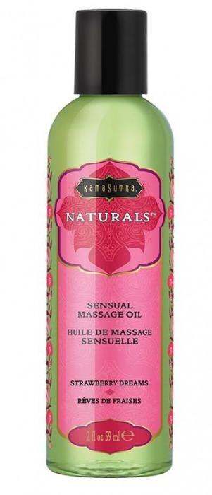 Массажное масло Naturals Strawberry Dreams с ароматом клубники - 59 мл. - Kama Sutra - купить с доставкой в Петрозаводске