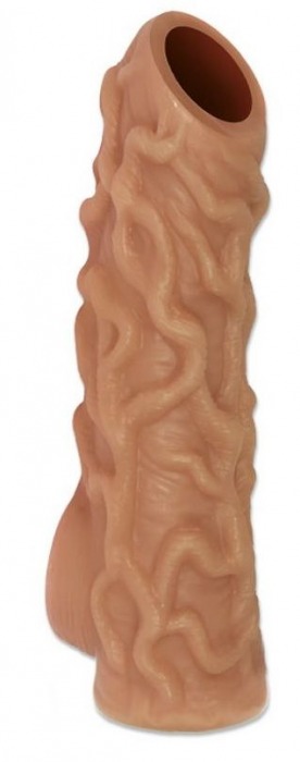 Телесная насадка с венками и открытой головкой Nude Sleeve M - 12 см. - KOKOS - в Петрозаводске купить с доставкой