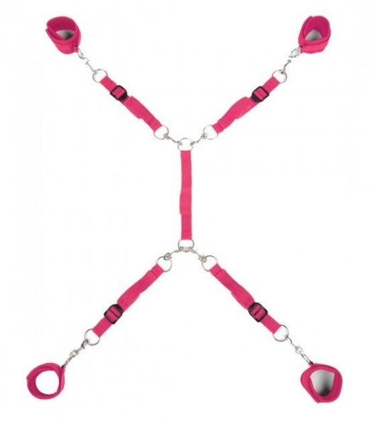 Ярко-розовый набор фиксаций на кровати Classic Bed Spreader - Lux Fetish - купить с доставкой в Петрозаводске