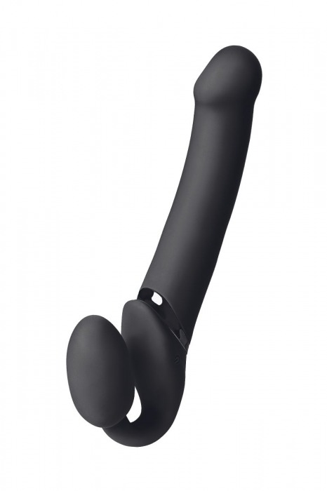Черный безремневой вибрострапон Vibrating Bendable Strap-On L - Strap-on-me - купить с доставкой в Петрозаводске