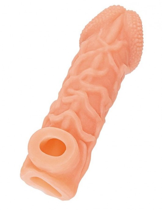 Телесная закрытая насадка с венками Cock Sleeve Size S - 13,8 см. - KOKOS - в Петрозаводске купить с доставкой