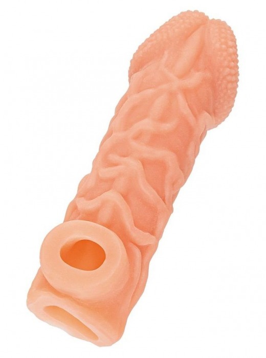 Телесная закрытая насадка с венками Cock Sleeve Size L - 17,6 см. - KOKOS - в Петрозаводске купить с доставкой