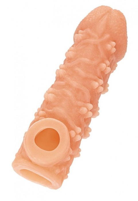 Телесная закрытая насадка с пучками шишечек Cock Sleeve Size M - 15,6 см. - KOKOS - в Петрозаводске купить с доставкой