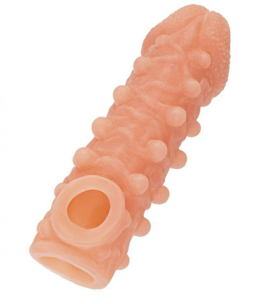 Телесная закрытая насадка с шариками Cock Sleeve Size L - 17,6 см. - KOKOS - в Петрозаводске купить с доставкой