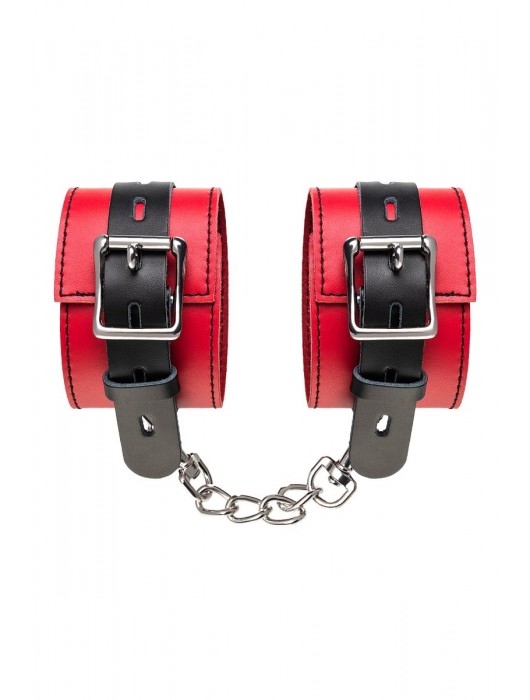 Красно-черные оковы на ноги из кожи - ToyFa - купить с доставкой в Петрозаводске
