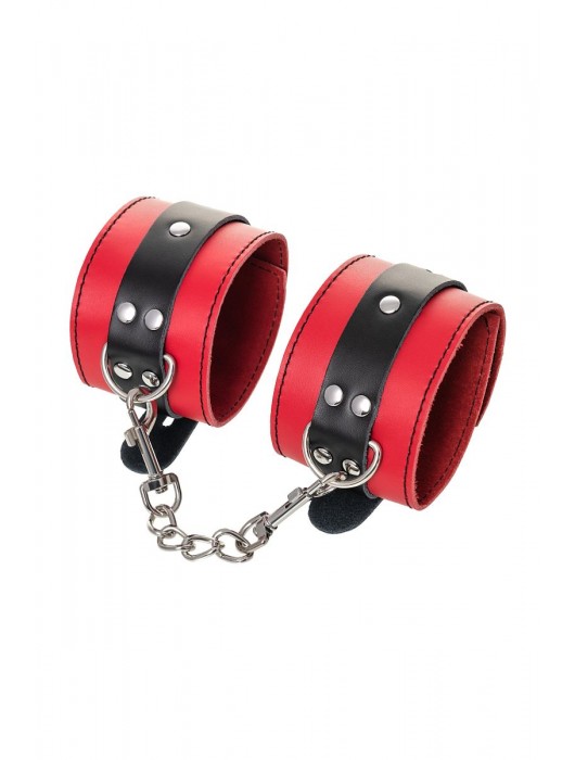 Красно-черные оковы на ноги из кожи - ToyFa - купить с доставкой в Петрозаводске