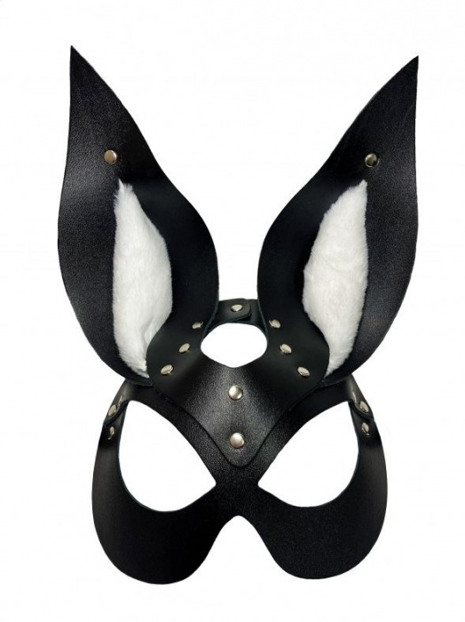 Черная маска зайки с белым мехом на ушках Miss Bunny - БДСМ Арсенал - купить с доставкой в Петрозаводске
