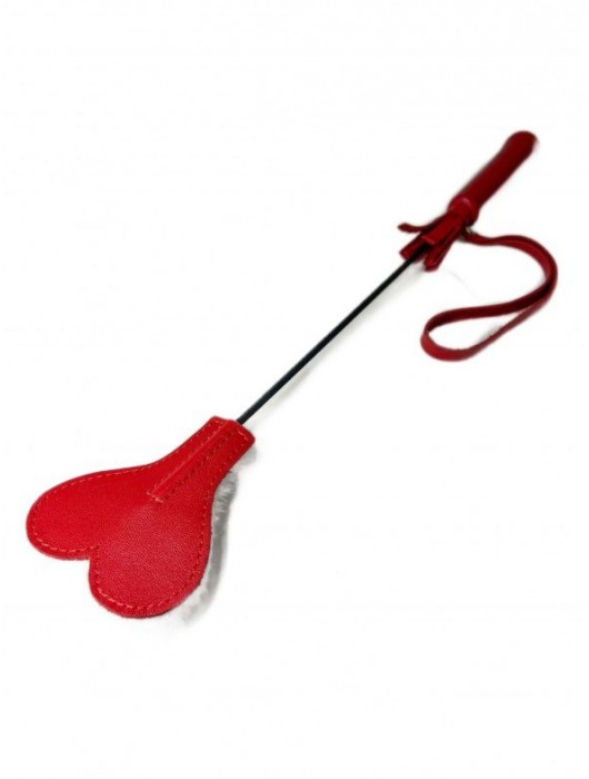 Красно-белый кожаный мини-стек - 36 см. - БДСМ Арсенал - купить с доставкой в Петрозаводске