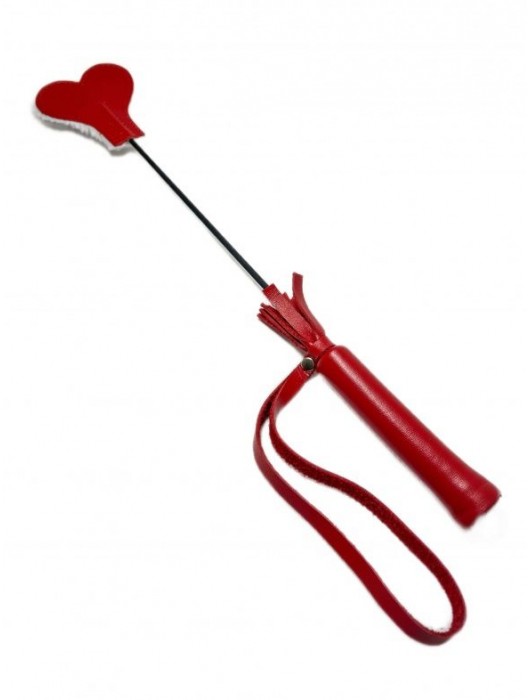 Красно-белый кожаный мини-стек - 36 см. - БДСМ Арсенал - купить с доставкой в Петрозаводске