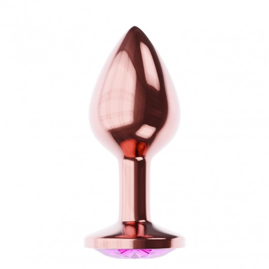 Пробка цвета розового золота с лиловым кристаллом Diamond Quartz Shine L - 8,3 см. - Lola Games - купить с доставкой в Петрозаводске
