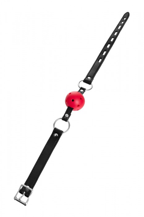 Красный кляп-шар на черных ремешках - ToyFa - купить с доставкой в Петрозаводске