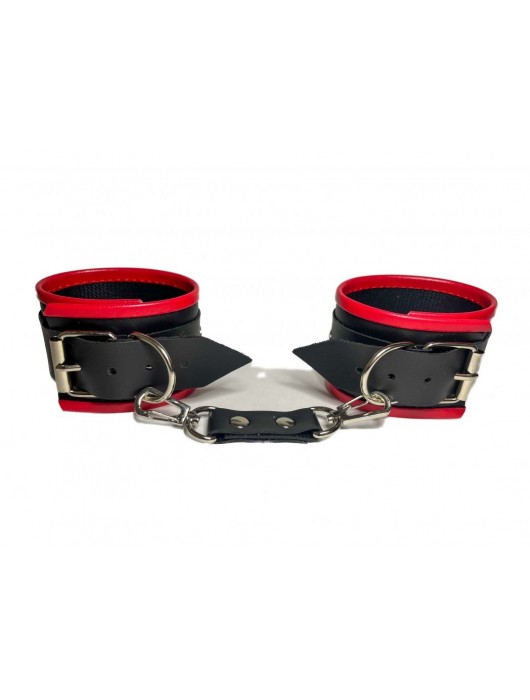 Черно-красные наручники из эко-кожи - БДСМ Арсенал - купить с доставкой в Петрозаводске