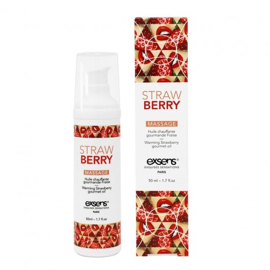 Разогревающее массажное масло  с ароматом клубники Gourmet Strawberry - 50 мл. - Exsens - купить с доставкой в Петрозаводске