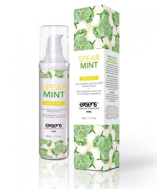 Разогревающее массажное масло Gourmet Spearmint Organic с органическими ингредиентами - 50 мл. - Exsens - купить с доставкой в Петрозаводске