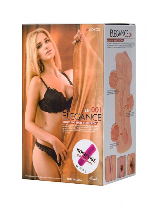Реалистичный мастурбатор-вагина телесного цвета Elegance.001 с вибрацией - KOKOS - в Петрозаводске купить с доставкой
