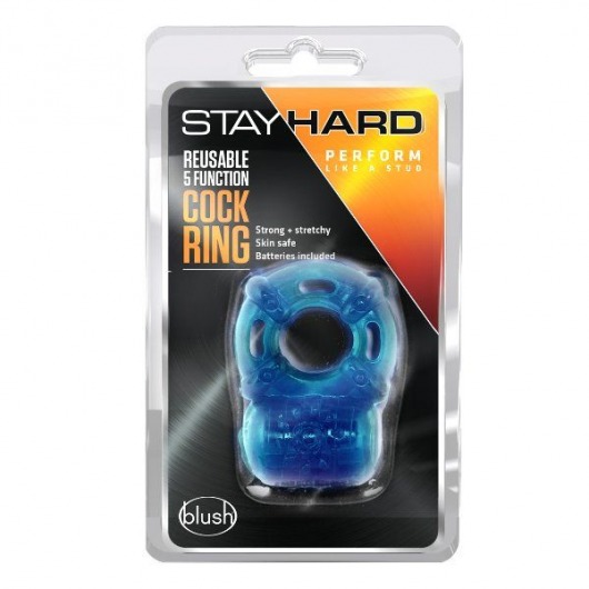 Голубое эрекционное виброкольцо Reusable 5 Function Cock Ring - Blush Novelties - в Петрозаводске купить с доставкой