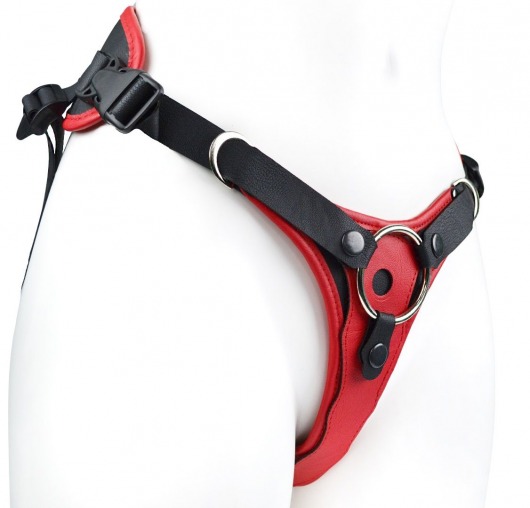 Красно-черный женский пояс с 2 способами крепления насадок - LOVETOY (А-Полимер) - купить с доставкой в Петрозаводске