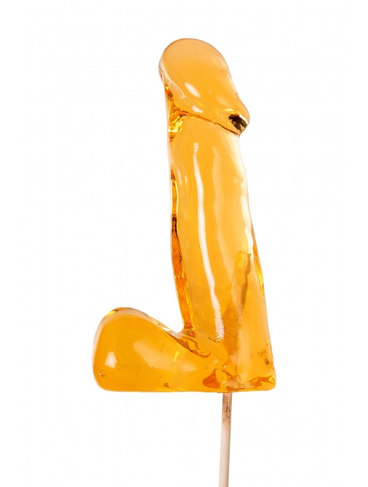 Оранжевый леденец в форме пениса со вкусом аморетто - Sosuчki - купить с доставкой в Петрозаводске