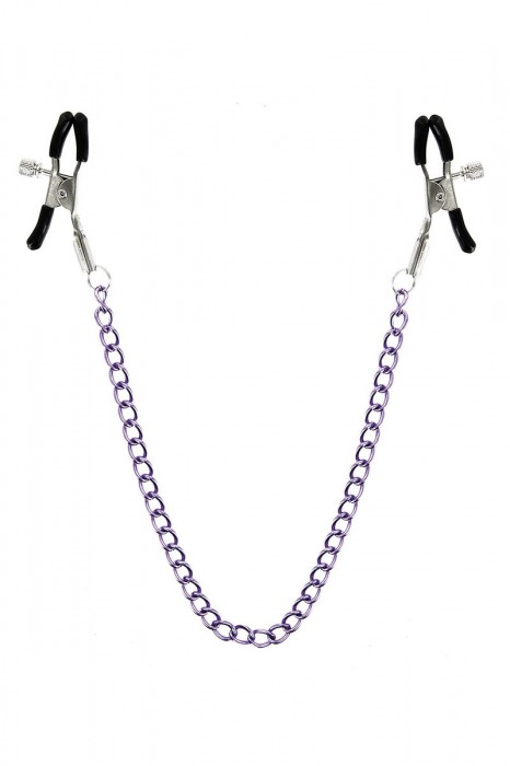 Зажимы для сосков с фиолетовой цепочкой Sweet Caress Nipple Chain - Sweet Caress - купить с доставкой в Петрозаводске