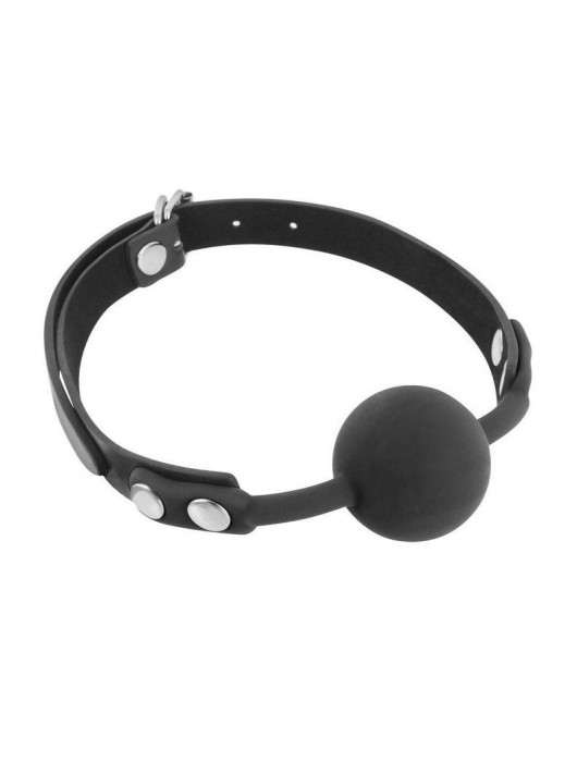 Черный силиконовый кляп-шарик на ремешках - Fetish Tentation - купить с доставкой в Петрозаводске