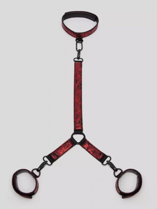 Ошейник с наручниками Reversible Faux Leather Collar and Wrist - Fifty Shades of Grey - купить с доставкой в Петрозаводске