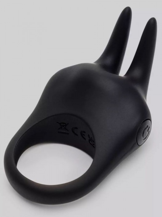 Черное эрекционное виброкольцо Sensation Rechargeable Vibrating Rabbit Love Ring - Fifty Shades of Grey - в Петрозаводске купить с доставкой