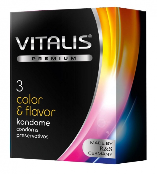 Цветные ароматизированные презервативы VITALIS PREMIUM color   flavor - 3 шт. - Vitalis - купить с доставкой в Петрозаводске