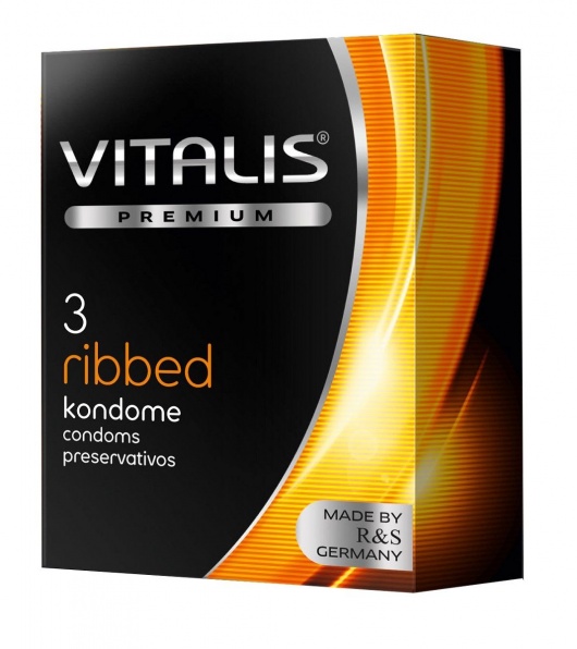 Ребристые презервативы VITALIS PREMIUM ribbed - 3 шт. - Vitalis - купить с доставкой в Петрозаводске