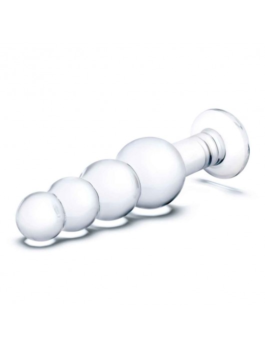 Прозрачная анальная пирамида 7,25  Beaded Butt Plug - 17 см. - Glas