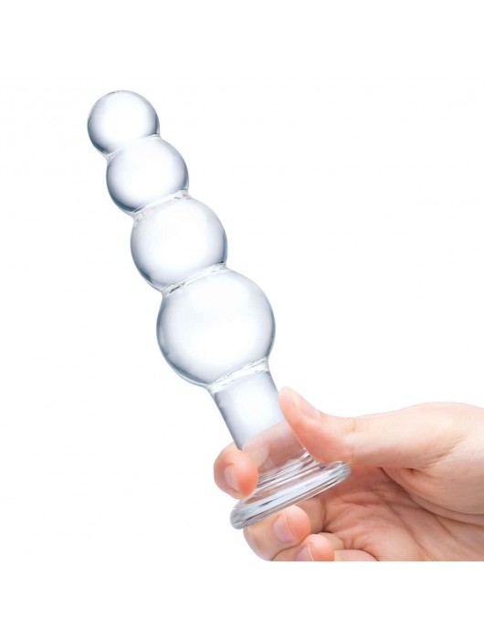 Прозрачная анальная пирамида 7,25  Beaded Butt Plug - 17 см. - Glas