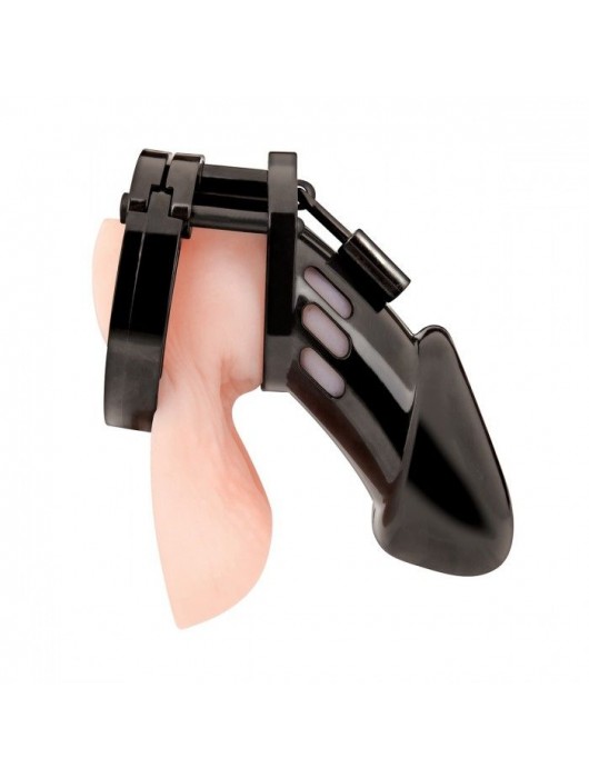 Черная акриловая клетка целомудрия для члена с замком - BlueLine - купить с доставкой в Петрозаводске