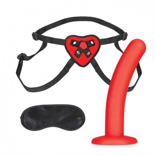 Красный поясной фаллоимитатор Red Heart Strap on Harness   5in Dildo Set - 12,25 см. - Lux Fetish - купить с доставкой в Петрозаводске