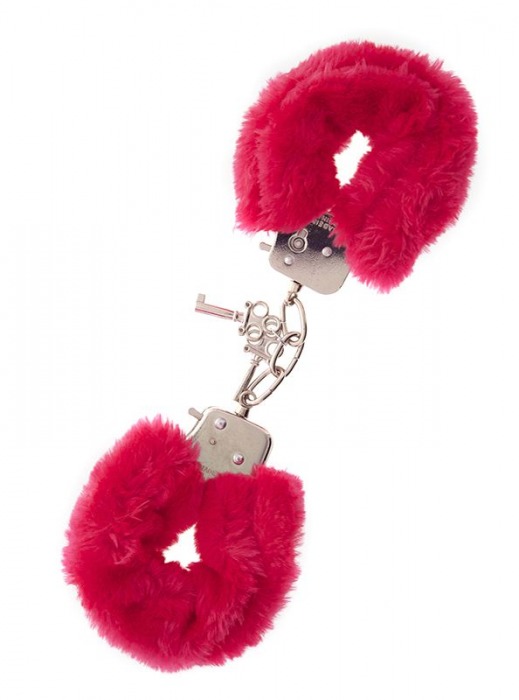 Металлические наручники с красной меховой опушкой METAL HANDCUFF WITH PLUSH RED - Dream Toys - купить с доставкой в Петрозаводске