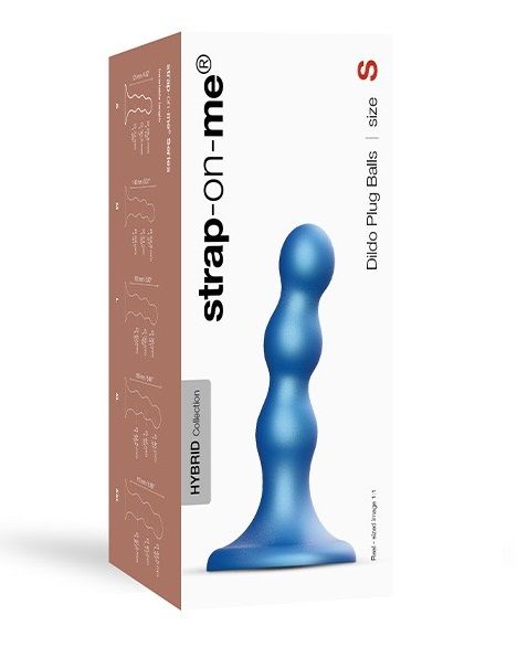 Голубая насадка Strap-On-Me Dildo Plug Balls size S - Strap-on-me - купить с доставкой в Петрозаводске
