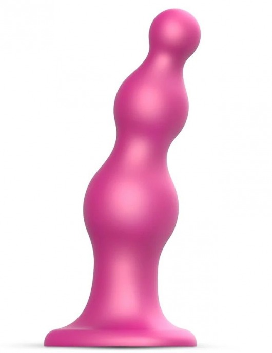 Розовая насадка Strap-On-Me Dildo Plug Beads size L - Strap-on-me - купить с доставкой в Петрозаводске