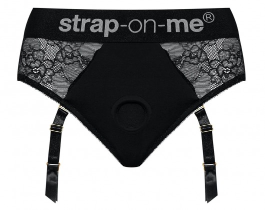 Черные трусики для насадок Diva Lingerie Harness - size L - Strap-on-me - купить с доставкой в Петрозаводске