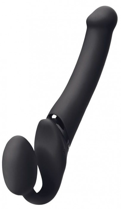 Черный безремневой вибрострапон Silicone Bendable Strap-On - size XL - Strap-on-me - купить с доставкой в Петрозаводске
