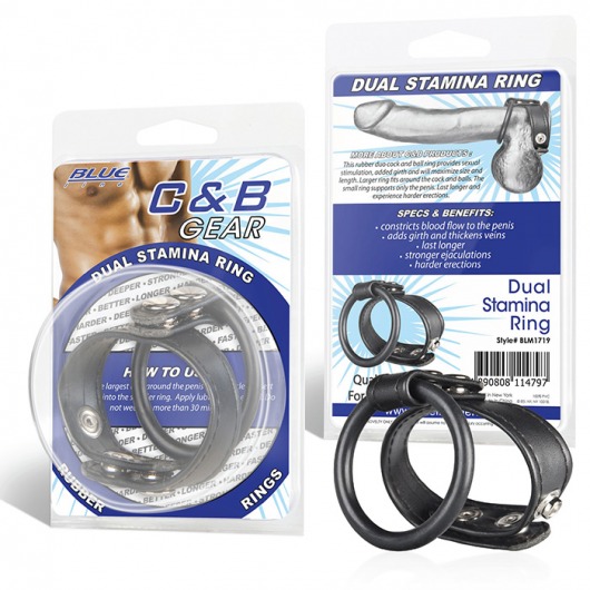 Двойное кольцо выносливости на пенис DUAL STAMINA RING - BlueLine - в Петрозаводске купить с доставкой