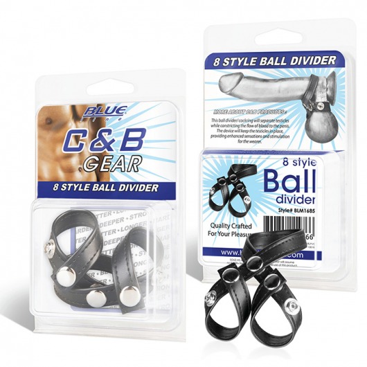 Разделитель мошонки из искусственной кожи на клепках 8 STYLE BALL DIVIDER - BlueLine - купить с доставкой в Петрозаводске