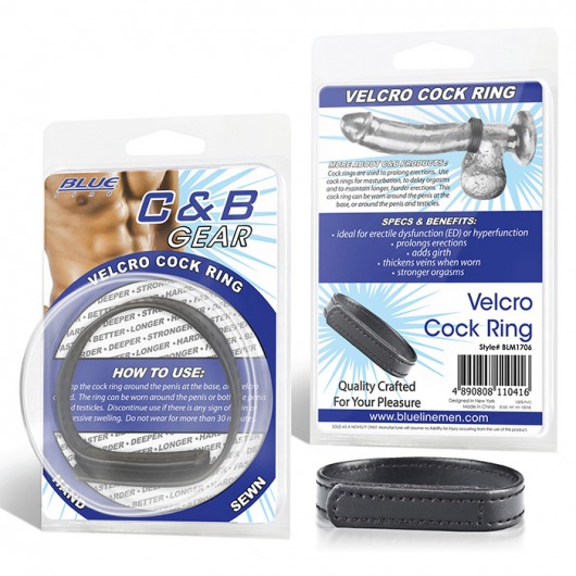 Кольцо на пенис из искусственной кожи на липучке VELCRO COCK RING - 5 см. - BlueLine - в Петрозаводске купить с доставкой