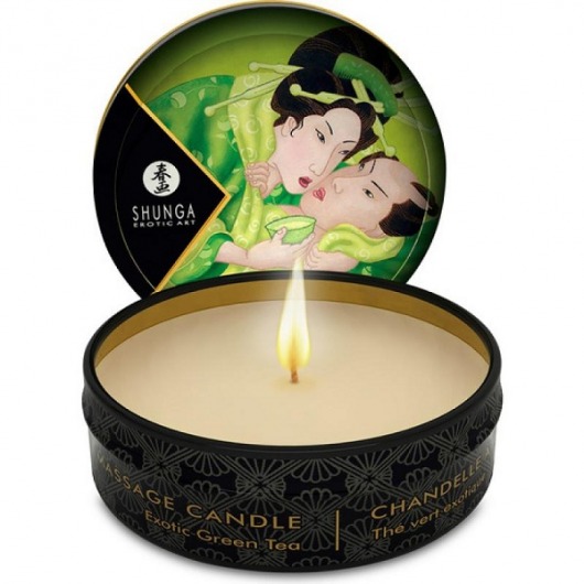 Массажная свеча Exotic Green Tea с ароматом зелёного чая - 30 мл. - Shunga - купить с доставкой в Петрозаводске